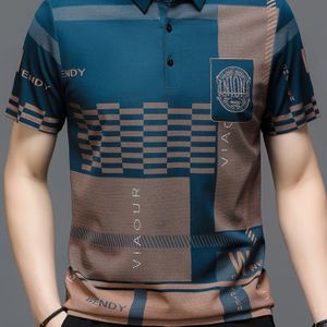 Golfshirt Zomer Geruit Engelse Decoratie Heren Korte Mouw Shirt Vochtregulerend Ademend Slanke Pasvorm