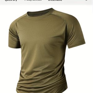 Zomer Heren Outdoor Sport, Hardlopen Fitness, Comfortabel Ademend, Heren Casual Veelzijdig Crew Neck Korte Mouw T-Shirt