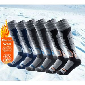 3 paar Merino Wol Ski Sokken | Professioneel Snowboarden, Heren en Dames Outdoor Comfortabele Warme Sokken, Stof, Gestreept , Machinewasbaar