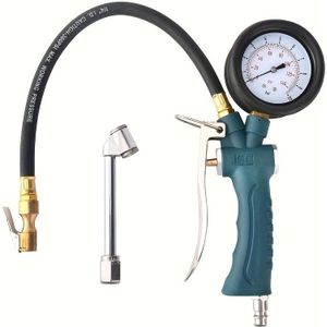 Professionele Bandenluchtpomp met 360° Roterende Drukmeter, Geschikt voor Auto's, Motoren, Fietsen, Vrachtwagens tot 10bar inclusief Pomp