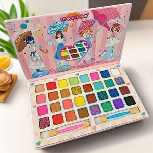 Cosplay oogschaduwpalet met 32 kleuren van een cartoonmeisje, en effect - modieus cadeau voor vriendin met Plant Squalane voor feestdagen en familiefeesten