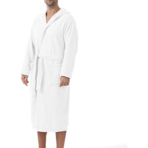 Heren Zware Hooded Badjas - Dikke Lange Mouwen Kimono met Capuchon, Maten S-XL (Alleen Badjas - Ondergoed/Zwempak Niet Inbegrepen), Wasmachinebestendig - Stijlvolle Slaapkleding voor Spa &