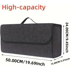 Luxe Auto Opvouwbaar Opberg systeem | Zwart en Grijs Minimalistische Vilt Bagage Organizer Box met Model Tas, Universeel Toepasbaar voor Zakenreizen