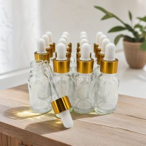 16/4 stuks 15ml Transparante Glazen Druppelflessen Glazen Oogdruppelaar 15ml voor Essentiële Oliën, Vloeistoffen, Glazen Tinctuurflessen, Lekvrije Reisflessen