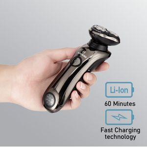 MOOSOO Elektrisch Scheerapparaat met 3-Blads Roestvrijstalen Scheermes, USB Oplaadbare Batterij (800mAh), 46-60 Minuten Gebruiksduur, 36V Voltage, Pop-Up Trimmer & Reinigingsstation