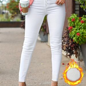 Gevoerde skinny jeans met rechte pijpen in wit, casual stijl, voor , spijkerbroeken en kleding voor dames.