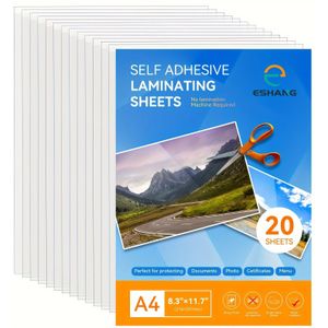 20 Sheets A4 Self-adhesive Laminating Sheets - Clear Transparent Needed, 8.3"x11" Size, Protection For Documents, Photos, Certificates & Receipts