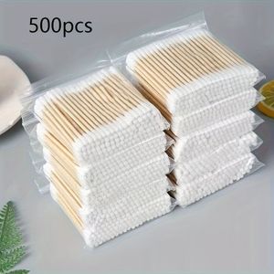 500 stuks dubbelzijdige wattenstaafjes, ongeparfumeerd, gemaakt van bamboe, voor zachte oorreiniging en make-up