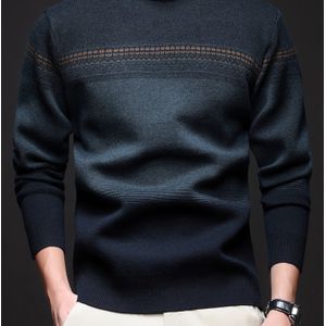 Heren trui herfst en winter ronde hals pullover jacquard gebreide sweater eenvoudig casual gestreept top, Trui voor Mannen Winter Gestrikte Gebrekken Herenkleding