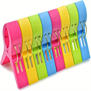 8-pack Large Plastic Beach Towel Clips - Windproof Quilt Drying Clothes Pegs - Durable Outdoor Chair Clips For Laundry And Beach Use