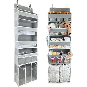 A Door-mounted Storage Box With 3 Storage Bins, 1 Removable Diaper Box, 1 Large Capacity Diaper Stacking Storage Box, And 10 For The Bedroom Door.