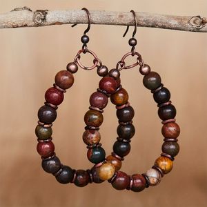 TEMU Kleurrijke Kralen Versierde Oorbellen In Holle Druppelvorm, Retro Boho Stijl, Trendy Sieraden Van Legering, Perfect Als Cadeau Voor Vrouwen