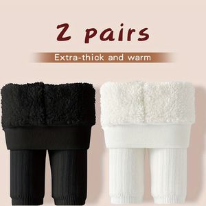 2-Pack Extra Dikke Fleece Gevoerde Capri Panty's voor Meisjes | Buitenkleding, Winter Warmte, Gebreide Stof, Kleur