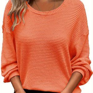 Plus Size Crew Neck Pullover Sweatshirt, Casual Lange Mouw Sweatshirt Voor Herfst & Winter, Plus Size Kleding Voor Vrouwen