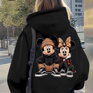 1 stuks Disney Luxe Winter Plus Size Dames Hoodie | en Minnie Print, Style met Rits, Ideaal om Cadeau te
