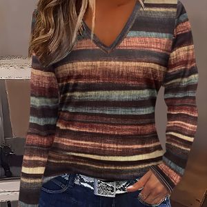 Nieuwe Herfst-Winter Gestreepte Commuter Uitje Dames Mode Top