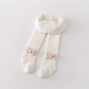 1-Paar Meisjes Winter Warme Dikke Baby Bodysuit Sokken - Zachte Eendelige Beenmode met Strik, Alleen Handwas, Knusse Thermische Panty's voor Herfst/Winter Outfits (Compatibel met Jurken/Rokken)