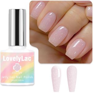 10ml Glitter Jelly Nagellak, Roze Tint, Geschikt voor DIY en Salon Gebruik, Professionele Manicure/Pedicure Verzorging, LED Licht Gel - Moderne Ontwerp Uithardende Gel