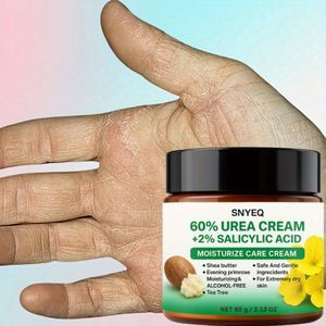 60% Urea + 2% Salicylzuur & Olie Hydraterende Crème - Sneldoorlatende Niet-Vettige Alcoholvrije Formule voor Extreem Droge Handen, Voeten, Knieën, Hielen