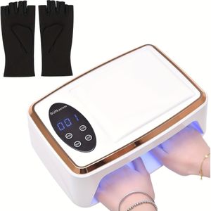 Gelverlichting, nageldroger met tijdsensor en automatische functie, geschikt voor polijsten en gelnagels, professionele nageltangen inclusief paar vingerloze beschermhandschoenen