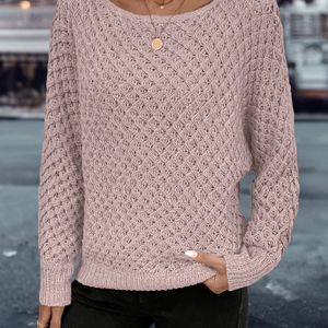 Dames Winter Warme Trui - Kleur Ronde Hals Lange Mouw Blouse, Casual & Kantoor Gezellige Herfst Winter Truien voor Professionele Kleding, Medium-Rekbaar Makkelijk te Onderhouden