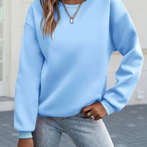 Casual Sweatshirt met Lange Mouwen en Ronde Hals, Losse Pasvorm als Basislaag voor Lente, Herfst, Winter