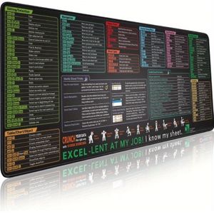 Xxl Excel Shortcut Keyboard Mouse Pad 35.43x15.75 Inches - Extended Gaming & Office Electronic Spreadsheet Mat With Non-slip Stitched Edges, Rubber Material