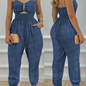 Zomerse Elegante Dames Jumpsuit met Ketting en Open Rug voor Muziekfestivals, Met een Sexy Ontwerp Geschikt voor Dagelijkse Uitjes