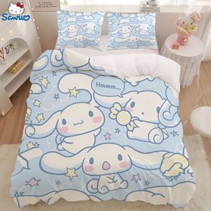 3pcs Cinnamoroll Duvet Cover Set - Cartoon Anime Themed, , Soft Polyester, , Machine Washable, Zipper Closure, Includes 1 Duvet Cover And 2 Pillowcases (no Insert)
