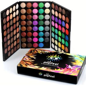 POPFEEL 120-Kleuren Oogschaduwpalet - Matte & Glanzende Afwerkingen, Zwarte Tinten voor Halloween & Kerstmake-up