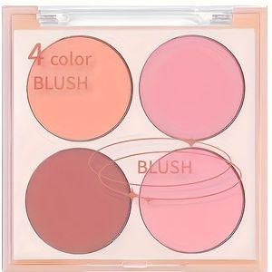 4-kleuren Blush Palette | Waterbestendig, alle huidtinten, natuurlijke | Medium poederblush met roze en oranje tinten | Duurzame make-up voor langdurige schoonheid