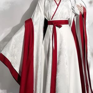 Vrouwen Vintage Hanfu Qipao, 2024 Nieuwe Stijl, Polyester 100%, V-Hals Lange Mouw Kleur met Rode Sjaal en Sjaal, Lente/Herfst Seizoen, Traditioneel Chinees Kostuum met Riem