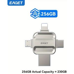 EAGET 4-in-1 USB 3.0 Flash Drive, Multi-Interface Geheugenstick, , Backup, Compatibel met iPhone, iPad, Mac, PC, -apparaten voor Gegevensopslag en -overdracht