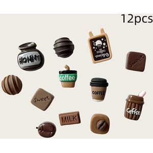 12 Mini Coffee Creative Refrigerator Magnets, Home Decorations, Message Board Fixing Magnet, Water Cup, Stationery Decoration