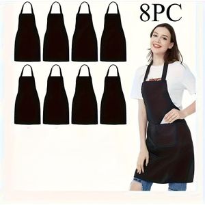 8/12 stuks Kleur Schort Zwart/Rood Keukenset Unisex Catering Set