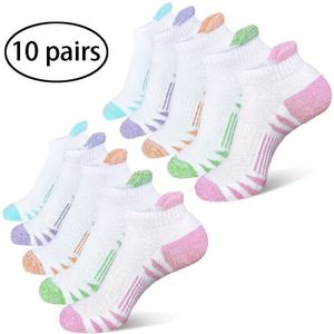 10/30 Pack Unisex Compressie Enkelsokken, 95% Polyester Stof, Ademend Laag Uitgesneden Ontwerp met Dikke Vulling en Voetboogondersteuning
