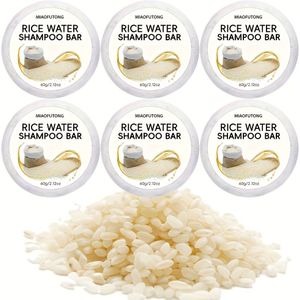 6st 60g Rijstshampooseep, Rijste-extract, Zeer Hydraterend en Geurig, Handgemaakte Seep Maakt Haar Glad, Hydrateert en Beschermt Alle Haartypes, Geschikt voor Mannen en Vrouwen, Perfect Cadeau