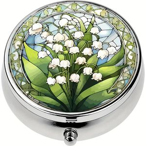 1 stuk Frisse Pillendoos met 3 Vakken, Medicijn Organizer, Pillendoosje voor Tas, Draagbare Pillendoos voor Zak of Tas, Decoratieve Metalen Medicijn- en Organizer, Uniek Halloween en Kerstcadeau