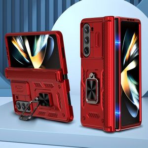 TEMU Armor Opvouwbare Mobiele Telefoonhoes, Geschikt voor Z Fold 6/Z Fold 5 Serie Volledige Bescherming, Scharnierhoes met Volledige , Ringhouder en Lensduikvenster Multifunctionele Valbestendige Hoes