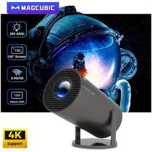 Magcubic Mini Projector | Ingebouwd 11 Systeem, 260 ANSI Native 720P, Ondersteunt 4K Decode, 180° Flexibele Rotatie, Wi-Fi Ingeschakeld, LCD Display