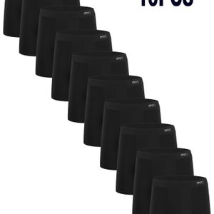 10-Pack Heren Jeugd Boxershorts - Zwarte Lange Onderbroeken met Middelhoge Taille, Ademend & Machinewasbaar voor Dagelijks Gebruik, Klassieke Boksers | Gladde Textuur