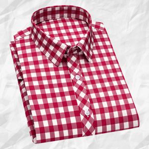 Heren Overhemd met Lange Mouwen en Ruitpatroon, Casual Polyester 96% Spandex 4% Mix, Geweven Stof, Regular Fit met Lichte Stretch, Reverskraag, Lengte - 120gsm