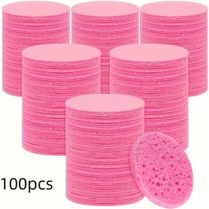 100 stuks Herbruikbare Natuurlijke Bloemvormige Geperste Gezichtssponzen met Opbergdoos voor Exfoliëren, Reinigen en Make-up Verwijderen - Aanbevolen door Beauty Cosmetische Spons