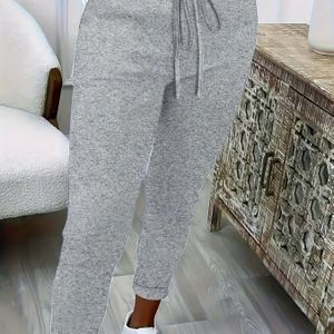Plus Size, Dames Joggingbroek - Lichtgrijs Zacht en Comfortabel Stretch Casual Broekje - Slim Fit Mode voor Lente/Herfst Woon-werkverkeer