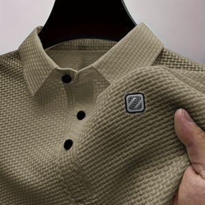 Casual golfshirts met revers voor heren in maten, ademend nylon gebreid, alfabetprint, zomer, voor en lange heren