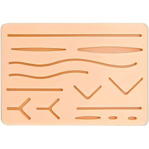 Verbeterd Hechtingsoefeningspakket Herbruikbaar Siliconen Trainingslicht Beige Model met 14 Voorgesneden Wonden voor Medische Oefening, Hechttraining Lichtbeige Set, Hechtpraktijk Pakket