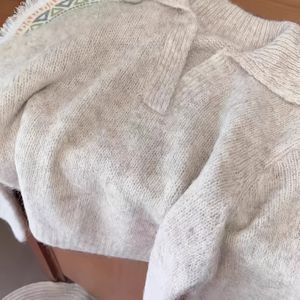 Vrouwen Lange Mouw Losse Trui met Omgeslagen Kraag