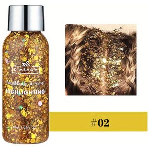 DIMSHOW Lichaamsglans Highlighter Gel - Sprankelende Glitter voor Nachtclub Podium Make-up, Hydraterende Formule met Gemengde Kleuren (Roze//Goud), 50ml