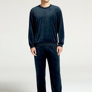 AINIMI2026 nieuwe herfst- en winter eilandfluwelen dubbelzijdige jacquard laser gegraveerde ronde hals lange mouwen broek pyjama set voor mannen