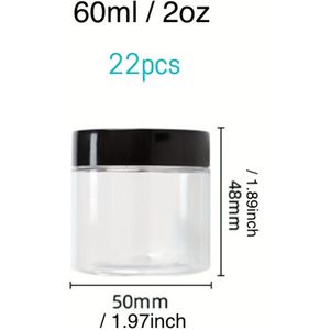 22 stuks, 2oz plastic pot met zwarte deksel, navulbare cosmetische , BPA-vrije ronde cosmetische container voor lotion, , lichaamsmake-up, pigment opslag, reisdispensing, draaioorsluiting